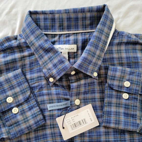 Peter Millar Autumn Soft Button Down Long Sleeve Shirt Mens XXL Plaid Multicolor - Picture 1 of 6